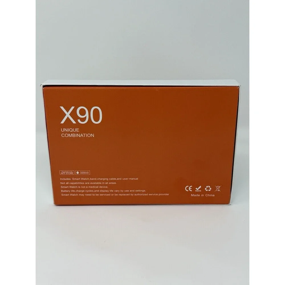 X90 Smart Watch Titanium 49mm w/Orange Band & BT Earbuds- Wireless Charging